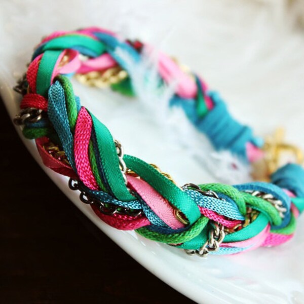 Bohemian Multi-color Ribbon Bracelet