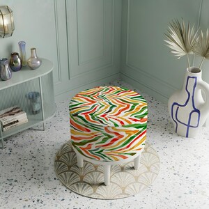 Pouf ottoman à motifs, aspect patchwork, tabouret d'appoint pour chevet, siège pour petits espaces image 12