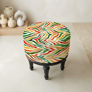 Pouf ottoman à motifs, aspect patchwork, tabouret d'appoint pour chevet, siège pour petits espaces image 6
