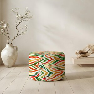 Pouf ottoman à motifs, aspect patchwork, tabouret d'appoint pour chevet, siège pour petits espaces image 7