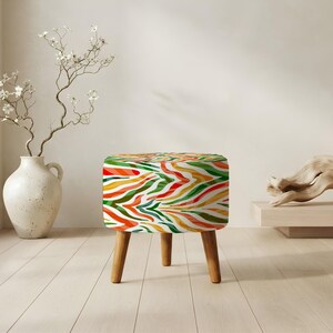 Pouf ottoman à motifs, aspect patchwork, tabouret d'appoint pour chevet, siège pour petits espaces image 5