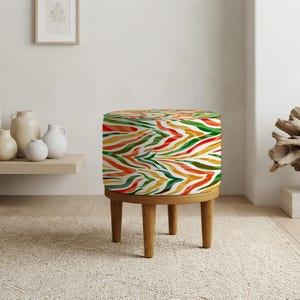 Pouf ottoman à motifs, aspect patchwork, tabouret d'appoint pour chevet, siège pour petits espaces image 11