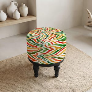 Pouf ottoman à motifs, aspect patchwork, tabouret d'appoint pour chevet, siège pour petits espaces image 9