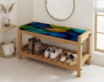 Upholstered Shoe Bench, Ikat Print Bench, Entryway Furniture, Anniversary Gift
