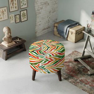 Pouf ottoman à motifs, aspect patchwork, tabouret d'appoint pour chevet, siège pour petits espaces image 10