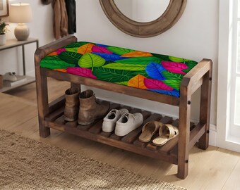 Shoe Storage Seat, Animal Print Bench, Front Door Seating, Scandinavian Decor