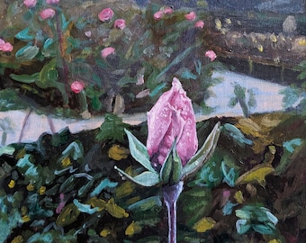 Retiro Rose | 8 x 10 in. original painting | Parque del Buen Retiro in Madrid