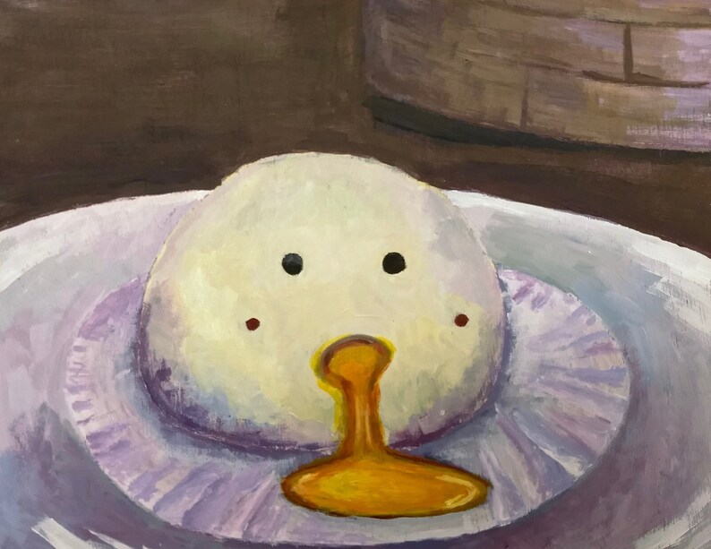 Salted Egg Yolk Steamed Bun Original Painting 8x10 in. image 1