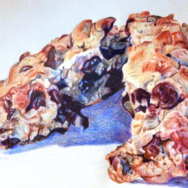 Levain Bakery Chocolate Chip Cookie Drawing 6 x 8 in.