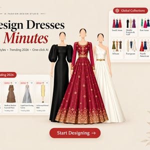 Women's Dress Designer | All-in-One Custom Pattern Maker | 3D Preview & PDF Sewing Patterns