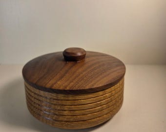 Salt Cellar / Spice Box, Hand-Turned White Oak & Walnut, Food-Safe