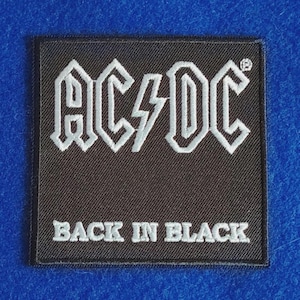 AC/DC Back In Black Sew On / Iron On Embroidered Music Patch