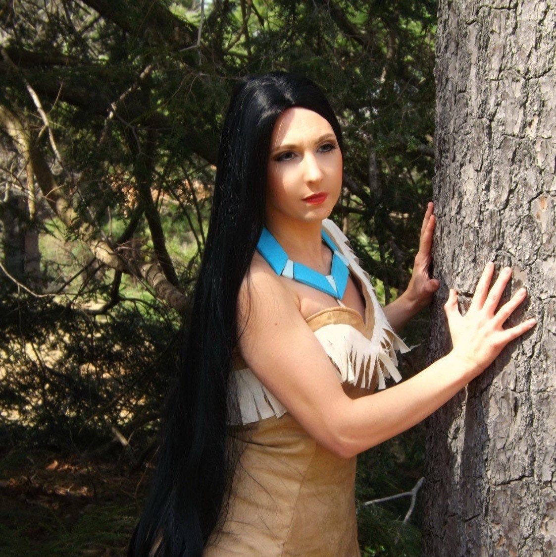 INDIAN PRINCESS POCAHONTAS ADULT WOMENS BLACK PLAITED WIG AND HEADBAND