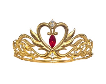 Serenity Moon Gold Tiara Sailor Neon Queen Crystal Rhinestone Metal Crown Princess Cosplay