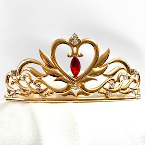 Serenity Moon Gold Tiara Sailor Neon Queen Crystal Rhinestone Metal Crown Princess Cosplay