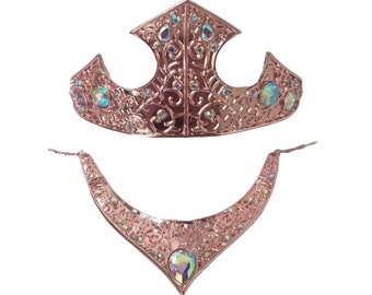 Aurora Inspired Tiara & Necklace Set | Rose Gold Crown Set | Princess, Bridal, or Cosplay Jewelry
