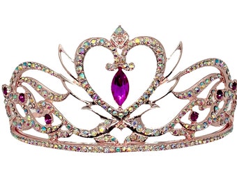 Serenity Neo Queen Moon Tiara Sailor Crystal Rhinestone Rose Metal Crown Princess Cosplay