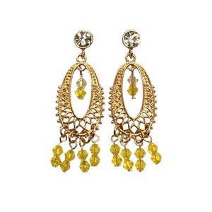 Belle Rhinestone Crystal Post Earrings Chandelier Beauty and Beast