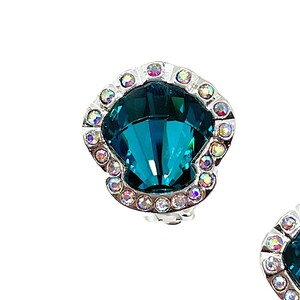 Swarovski Ariel Seashell Earrings AB Blue Clip Mermaid Crystal image 3