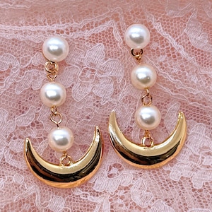 Serenity Moon Earrings Pearl Drop Sailor  Princess Cosplay