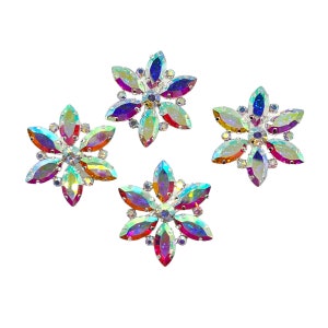 Snow Queen Elsa AB Park Snowflake Hair Clips Rhinestone Crystal