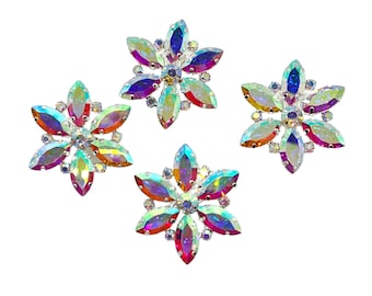 Snow Queen Elsa AB Park Snowflake Hair Clips Rhinestone Crystal