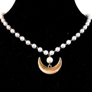 Serenity Moon Necklace Pearl Drop Sailor  Princess Cosplay