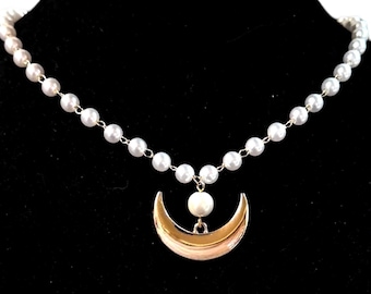 Serenity Moon Necklace Pearl Drop Sailor  Princess Cosplay