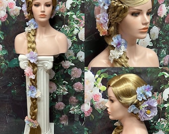 Rapunzel Princess Golden Flower Tangled Blonde Wig