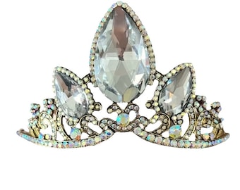 Rapunzel Tiara Clear Rhinestone Crown Princess Crystal Cosplay