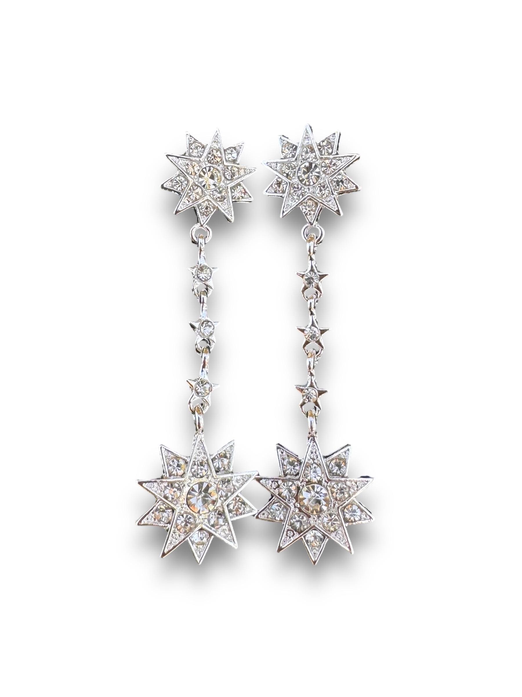 Empress Sissi Rhinestone Star Earrings Phantom Christine Bridal Dangle Earrings