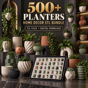Pack de plus de 500 fichiers STL de pots de fleurs | Pots de fleurs imprimables en 3D | Vases modernes (STL) | Décoration intérieure et extérieure | Téléchargement instantané