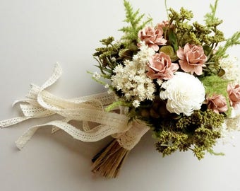 Silk Wedding Bouquet Etsy - bridal bouquet dried flower bouquet vintage wedding blush wedding silk wedding bouquet boho wedding blush bouquet !   dusty rose