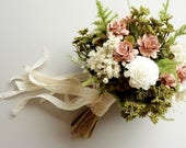 Bridal Bouquet, Dried Flower Bouquet, Vintage Wedding, Blush Wedding, Silk Wedding Bouquet, Boho Wedding, Blush Bouquet, DUSTY ROSE