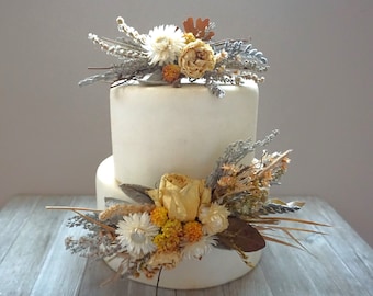 Boho Wedding Cake Topper, Rustic Cake Flowers, Dried Flower Cake Decor, Natural Cake Flowers, DIY Cake Decor, Autumn Floral Cake Decor