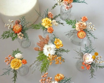 Cake Topper Spring Wedding Cake Flowers  Peach Yellow Dried Flowers for Baby Shower Decor for Girl Birthday Cake Flower Bouquet for Bud Vase