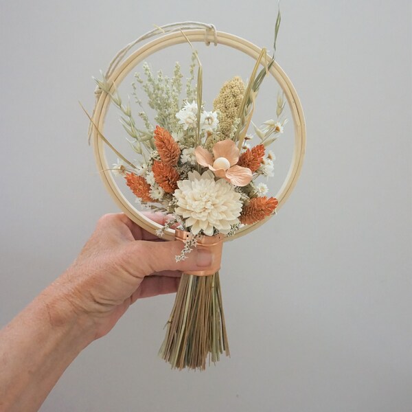 Dried Flower Hoop Wreath, Boho Wall Hanging, Fall Wreath, Wreath Alternative, Modern Wall Hanging, Dry Flower Hanging, Small Hanging