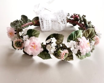 Pink Flower Crown, Bridal Flower Crown, Flower Crown, Spring Wedding, Floral Headpiece, Head Wreath, Pink Wedding, Bridal Hairpiece