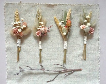 Dried Flower Place Cards Set of 4, Mini Dried Flower Bouquets, Table Place Setting, Boho Table Setting, Baby Shower Gift Toppers, Tea Party