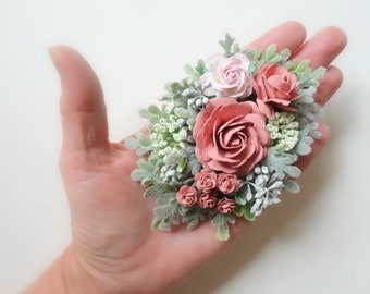 Bridal Hairpiece, Pink Hair Clip, Bridal Hair Clip, Pink Wedding, Floral Clip, Flower Girl Hair, Boho Wedding, Bridal Hair Accessory