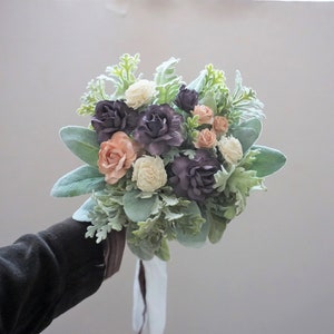 Small Boho Bridal Bouquet: Dusty Purple, Blush & Sage Wedding Flowers