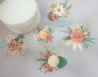 Dusty Rose Cake Flowers, Blush Dried Flower Topper, Baby Shower Cake Decorations Girl