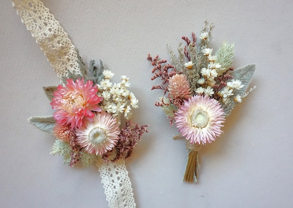 Dried Flower Corsage and Boutonniere Set: Boho Wedding  display picture 2