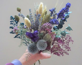 Dried Flowers DIY, Blue and Purple Wedding Flowers, DIY Place Settings, DIY Cake Flowers, Dried Flower Crafting Kit, Dried Flowers for Vase