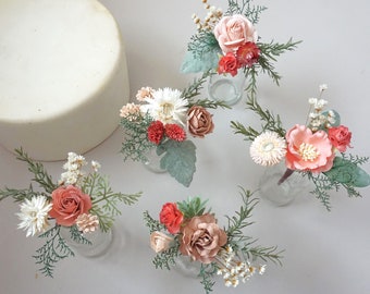 Wedding Cake Flower Pink Blush Baby Shower Cake Spring Wedding Cake Topper Girl Birthday Cake Topper, Small Flower Bouquet for Bud Vase