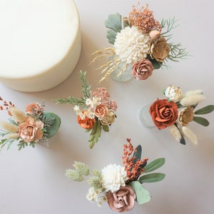 Terracotta Cake Flowers: Sola Wood Autumn Wedding Cake Topper