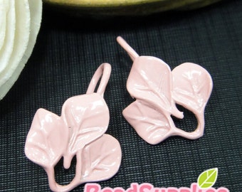 FN-ER-09032A- Nickel Free, Color enameled,,3-leaf Earwire, dusty pink, 2 pairs