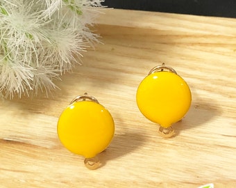 FN-ER-10207EY- Nickel Free, 14k gold plated,Elegant earwire with colorful epoxy,egg yolk yellow, 2 pairs