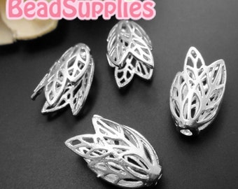 FN-FG-01050- Nickel Free, silver plated, Layered filigree beadcaps, 6 pcs