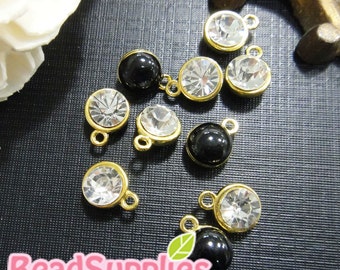 CH-RB-03004 - Rhinestone Balls, black, 7mm, 6 pcs